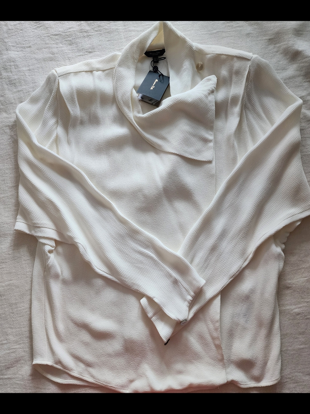 Massimo Dutti Off-White Asymmetric Drape Blouse